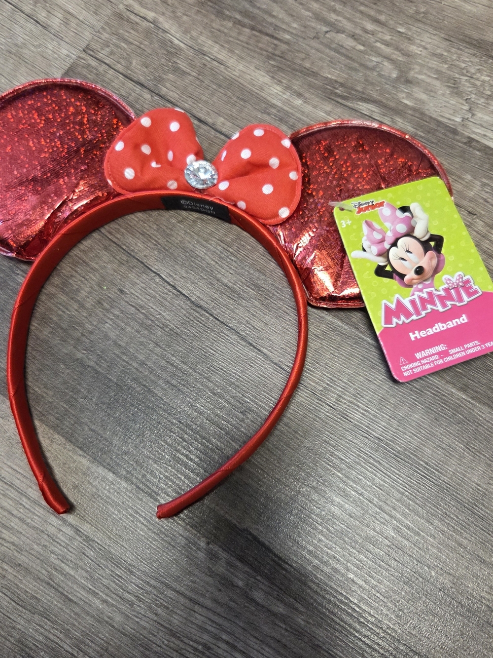 Disney Minnie Mouse Red Sequin Ear Headband with Polka Dot Bow